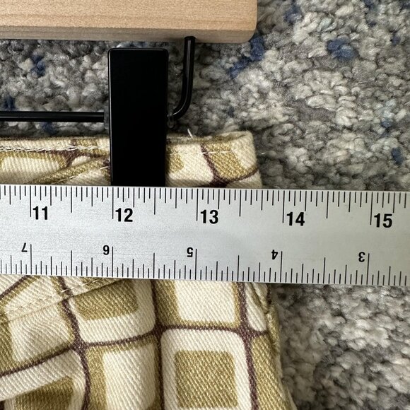 Ragged Jeans Womens 26 Green Beige Geometric Square Print Straight Leg - Picture 3 of 9